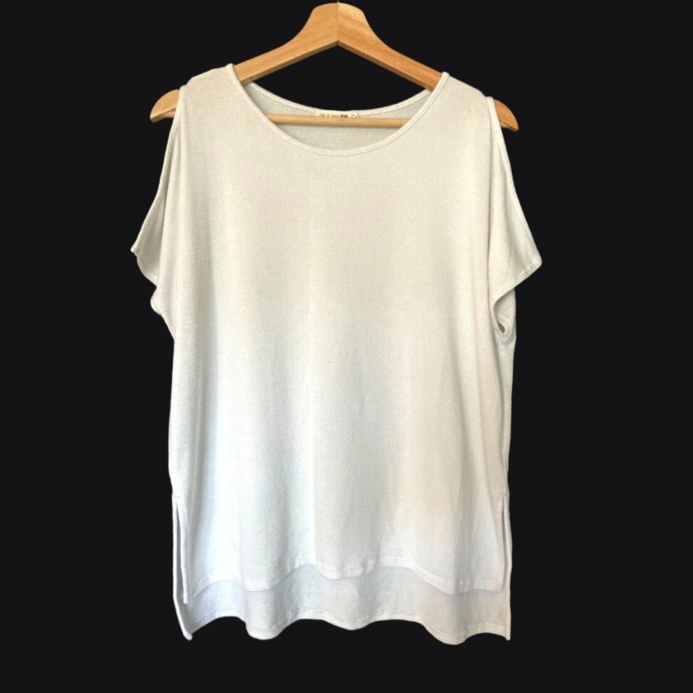 Rag & Bone Jean Mia Split Flutter Shoulder Short Sleeve White Top Y2K Size XS